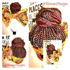 Instant Bun Braid Wig Cap. One size. Wear in a ponytail or bun. Removable band.